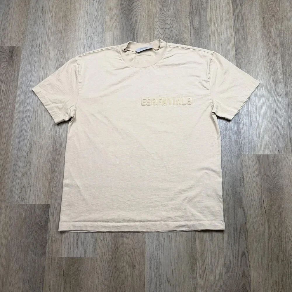 Fear Of God Essentials Shirt Mens XL Beige Logo Graphic Tee T-Shirt Casual